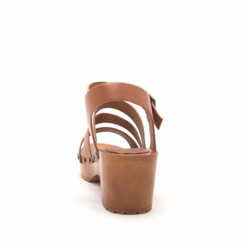 Qupid Keen Cognac Strappy Platform Clogs Sz 5.5-10 - Picture 4 of 5